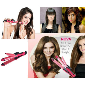 2 in 1 Nova Hair Straightener And Curler Twist Straightening Curling Iron Professional Negative Ion Fast Heating Styling Flat Iron